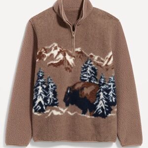 Old Navy, Fleece Quarter Zip, Size XL, Brown Bison Buffalo, Viral.